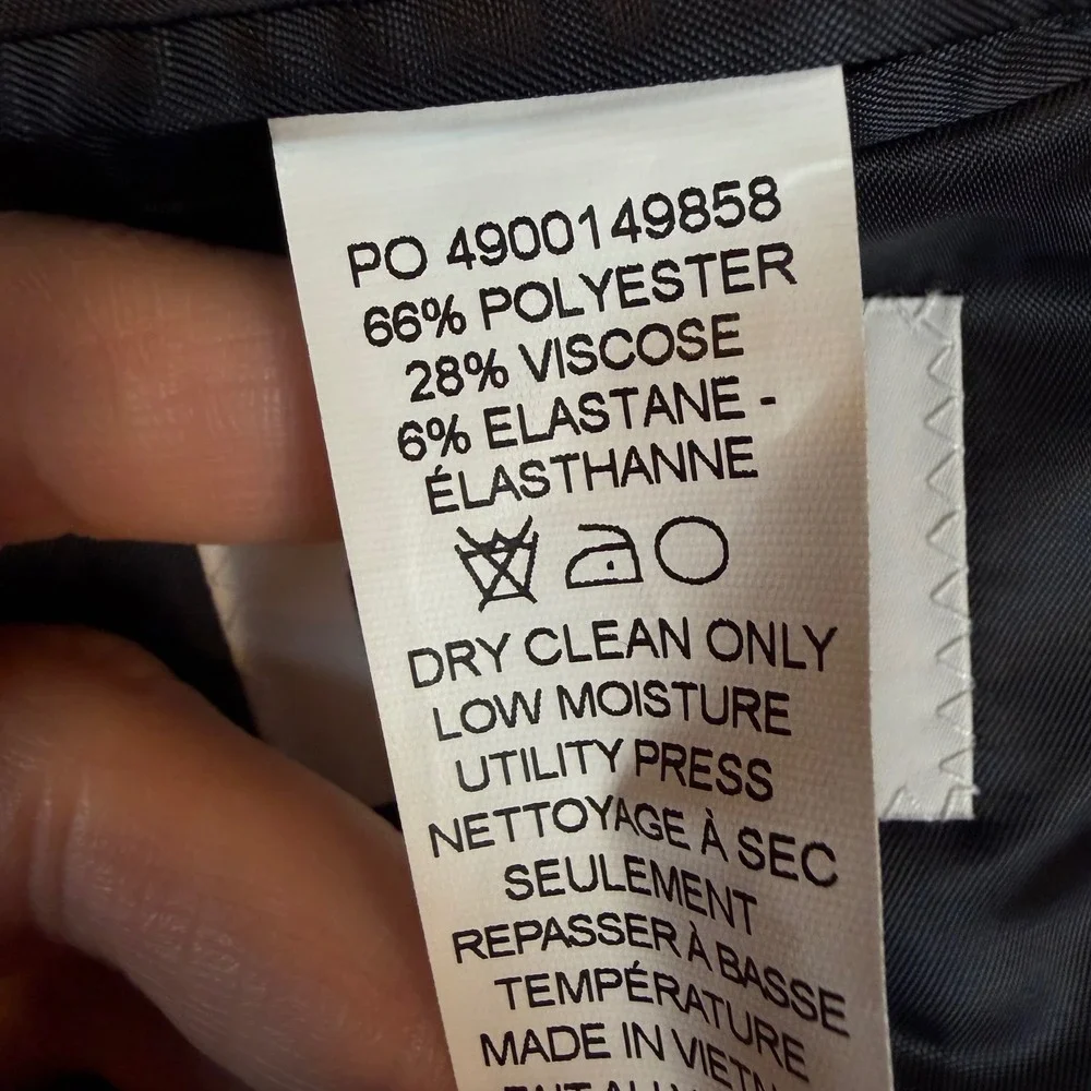 DKNY Duran Men 2 Piece Suit 38 Short 31W Navy Blue Plaid Modern Fit DNUR217W0356